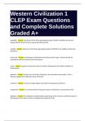 Western Civilization 1 CLEP Exam Questions and Complete Solutions Graded A+