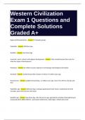 Western Civilization Exam 1 Questions and Complete Solutions Graded A+