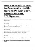 NUR 428 Week 1 Intro to Community Health Nursing PP with 100- correct answers 2025(passed).