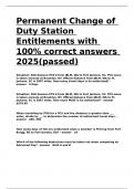 Permanent Change of Duty Station Entitlements with 100- correct answers 2025(passed).