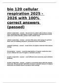 bio 120 cellular respiration 2025 - 2026 with 100- correct answers (passed)