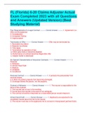 FL (Florida) 6-20 Claims Adjuster Actual  Exam Completed 2023 with all Questions and Answers (Updated Version) (Best  Studying Material)