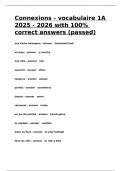 Connexions - vocabulaire 1A 2025 - 2026 with 100- correct answers (passed).