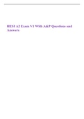 HESI A2 Exam V1 With A&P Questions and Answers