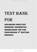 TEST BANK FOR ADVANCED PRACTICE NURSING ESSSENTIAL KNOWLEDGE FOR THE PROFESSION