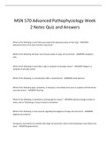 MSN 570 Advanced Pathophysiology Week 2 Notes Quiz and Answers 	