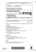 AQA Pearson Edexcel Level 3 GCE Economics A Advanced Subsidiary PAPER 2: The UK Economy – Performance and Policies question paper 2024 june 8eco/02