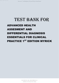 TEST BANK FOR ADVANCED HEALTH ASSESMENT AND DIFFERENTIAL DIAGNOSIS ESSENTIALS FOR