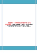GED101 - INTRODUCTION TO LIFE SCIENCE FINAL EXAM 1 QUESTIONS AND ANSWERS VERIFIED AND RATED A+
