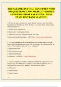 2025 PARAMEDIC FINAL EXAM PREP WITH  600 QUESTIONS AND CORRECT VERIFIED  ANSWERS/ FISDAP PARAMEDIC FINAL  EXAM TEST BANK (LATEST!)