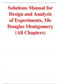 Solutions Manual for Design and Analysis of Experiments, 10th Edition By Douglas Montgomery