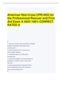 American Red Cross CPR/AED for  the Professional Rescuer and First  Aid Exam A 2023 100% CORRECT  RATED A