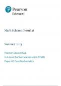  Pearson Edexcel GCE In A Level Further Mathematics (9FM0) Paper 4D Pure Mathematics mark scheme 2024 june 9fm0-4d