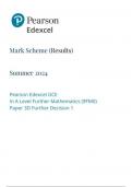 Pearson Edexcel GCE In A Level Further Mathematics (9FM0) Paper 3D Further Decision 1 mark scheme 2024 june  9fm0-3d