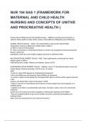 NUR 194 SAS 1 (FRAMEWORK FOR MATERNAL AND CHILD HEALTH NURSING AND CONCEPTS OF UNITIVE AND PROCREATIVE HEALTH ) questions and answers rated A+ 2025/2026