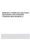 BOSR DCF EXAM COMPLETE SOLUTION QUESTIONS AND ANSWERS VERIFIED 2023 Score 100%