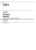 AQA GCSE SPANISH Foundation Tier Paper 3 JUNE 2022 FINAL MARK SCHEME>Reading