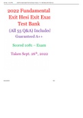 2022 Fundamentals Hesi Exit Exam Version 1 V1 Test Bank All 55 QA Included Guaranteed A