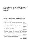 RYANAIR: CASE STUDY FOR TEST 2 (98%) Score A+ Questions and Correct Answers.