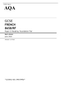 AQA GCSE FRENCH Foundation Tier Paper 3 JUNE 2022 QUESTION PAPER and MARK SCHEME BUNDLE.