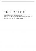 TEST BANK FOR LEADERSHIP ROLES AND MANAGEMENT FUNCTION IN NURSING 9TH EDITION BY MARQUIS