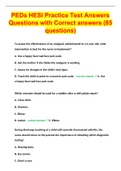 PEDs HESI Practice Test Answers Questions with Correct answers (85 questions)