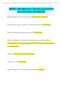 MSSC- M3 Machine Tooling Questions and Answers Graded A+