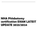 NHA Phlebotomy  certification EXAM LATEST  UPDATE 2023/2024 