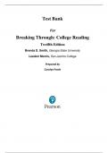 Test Bank for Breaking Through College Reading 12th Edition by Brenda Smith, All Chapters