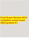 Final Exam Review HCA Complete actual exam 2023 graded A+