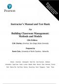 Instructor’s Manual and Test Bank For Building Classroom Management Methods and Models 12th Edition, All Chapters 1-14 