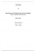 Test Bank For Business and Professional Communication Plans, Processes, and Performance 6th Edition By James R. DiSanza (All Chapters)