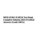 MED-SURG II HESI Test Bank Complete Solution 2023 (Verified Answers Grade 100%) 