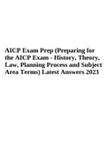 AICP Exam Prep - Preparing for the AICP Exam - History, Theory, Law, Planning Process and Subject Area Terms, Latest Answers 2023 Graded A+