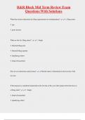 H&R Block Mid Term Review Exam Questions With Solutions