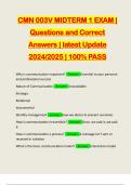 CMN 003V MIDTERM 1 EXAM | Questions and Correct Answers | latest Update 2024/2025 | 100% PASS