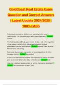 GoldCoast Real Estate Exam Question and Correct Answers | Latest Update 2024/2025 | 100% PASS