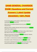 DANB GENERAL CHAIRSIDE EXAM | Questions and Correct Answers | Latest Update 2024/2025 | 100% PASS