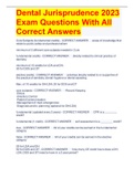 Dental Jurisprudence 2023 Exam Questions With All Correct Answers 