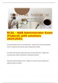   RCAL - NAB Administrator Exam (Federal) with solutions 20242025.  If contracted laundry services are provided off site: - Answer The use of commercial laundry services is required by the contractor based on Department of Health.  For residents w