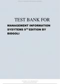 TEST BANK FOR MANAGEMENT INFORMATION SYSYTEMS 9TH EDITION BY BIDGOLI