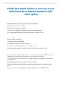 Florida Real Estate Principles, Practices & Law 45th Edition Exam Practice Questions 2022 Latest Update.