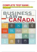 COMPLETE TEST BANK: Business Law in Canada, Eleventh Canadian Edition (11th Edition) by Richard A. Yates (Author)Latest Update.