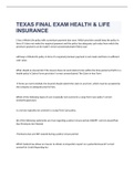 TEXAS FINAL EXAM HEALTH & LIFE INSURANCE 2023 WITH 100% CORRECT ANSWERS