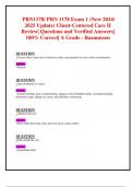     PRN1178/ PRN 1178 Exam 1 (New 2024/ 2025 Update) Client-Centered Care II  Review| Questions and Verified Answers| 100% Correct| A Grade - Rasmussen 