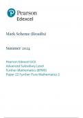  Pearson Edexcel GCE Advanced Subsidiary Level Further Mathematics (8FM0) Paper 22 Further Pure Mathematics 2 8fmo/22 mark scheme june 2024 