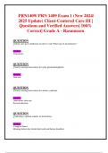  PRN1409/ PRN 1409 Exam 1 (New 2024/ 2025 Update) Client-Centered Care III |  Questions and Verified Answers| 100% Correct| Grade A - Rasmussen   