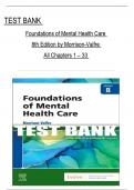 Test Bank For Foundations of Mental Health Care 8th Edition By Morrison-Valfre, All Chapters 1 to 33 complete Verified editon ISBN:9780323810296