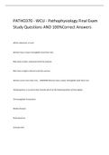 PATHO370 - WCU - Pathophysiology Final Exam Study Questions AND 100%Correct Answers