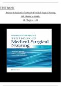 Brunner and Suddarth's Textbook of Medical-Surgical Nursing, 15th Edition TEST BANK  Hinkle, All Chapters 1 to 73 complete Verified editon ISBN:9780781785891